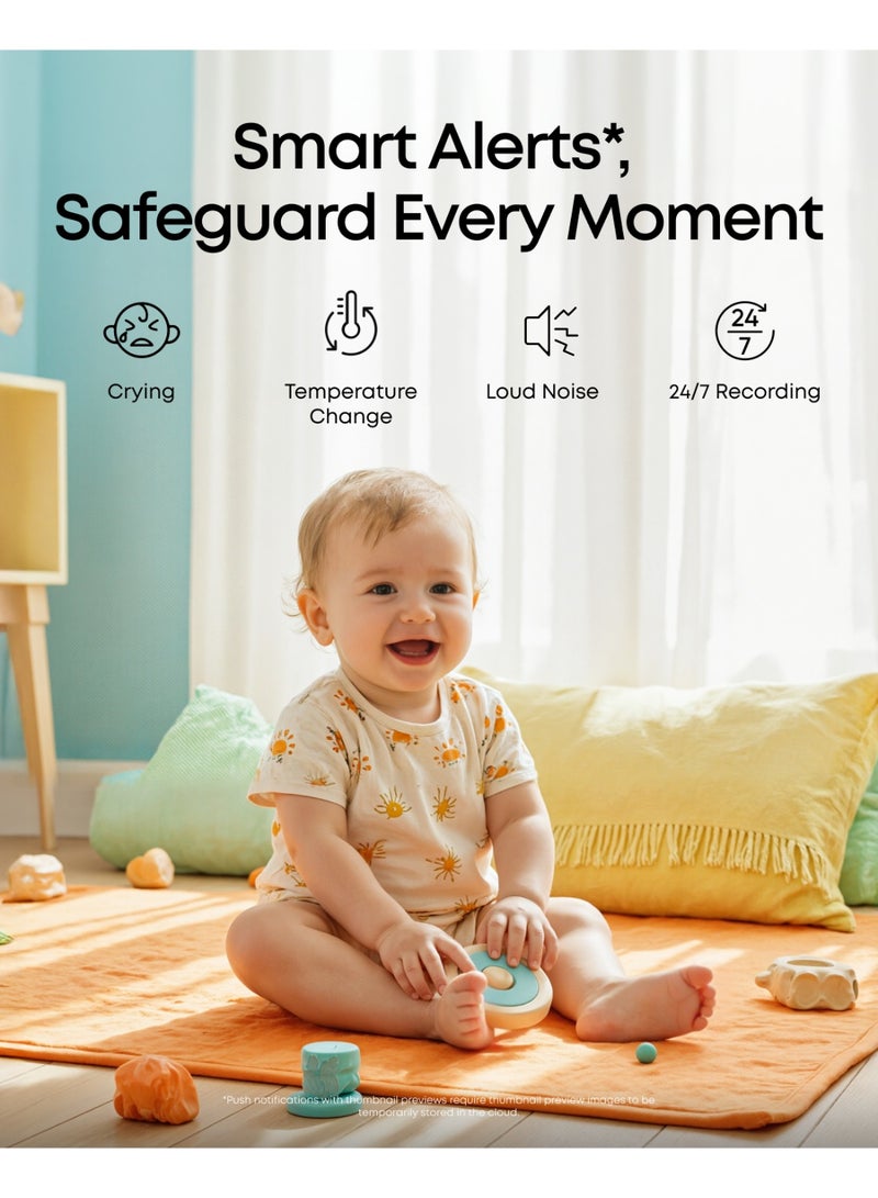 eufy Baby Monitor C10 Add-On Camera, 2K HD Resolution, 4× Zoom, 351° Pan and 60° Tilt, Night Vision, Motion/Cry/Noise/Temperature Changes, 2-Way Talk, VOX, White Noise - Image 5